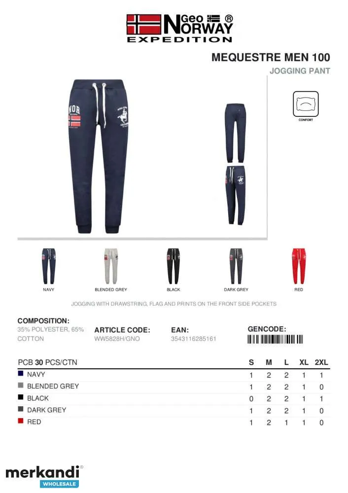 010003 PANTALONES DEPORTIVOS PARA HOMBRE GEOGRAPHICAL NORWAY  MODELO WW5828H. TAMAñO: S, M, L, XL, 2XL