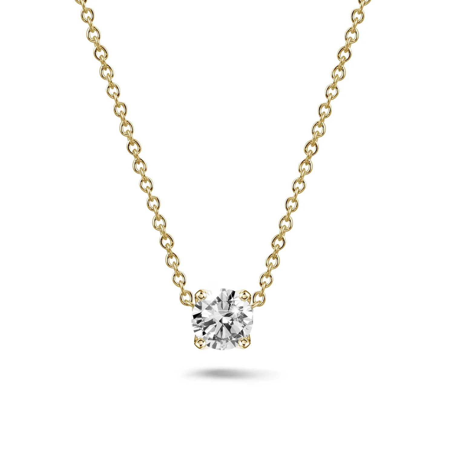 0.70 quilates colgante solitario en oro amarillo con diamante redondo 