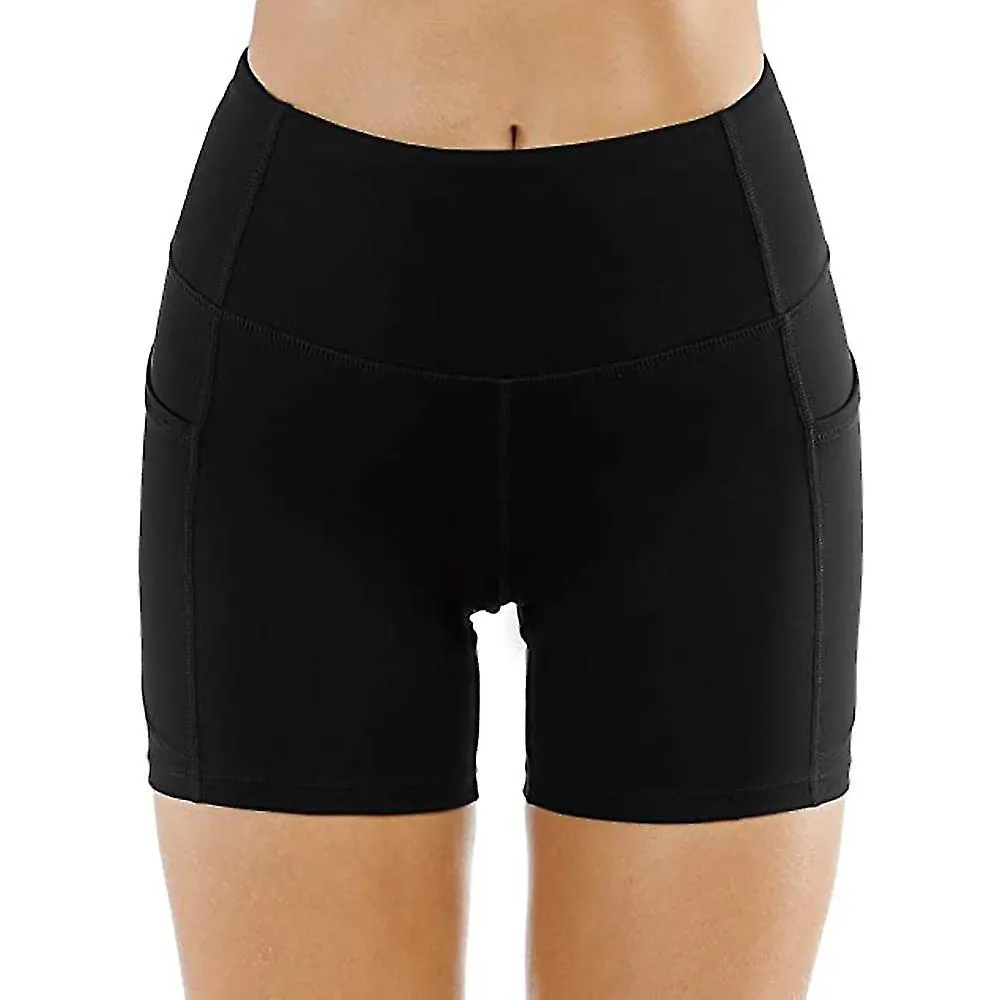 1 Piezas Pantalones cortos de yoga de cintura alta para mujeres con bolsillos laterales Control de barriga Running Gym Workout B