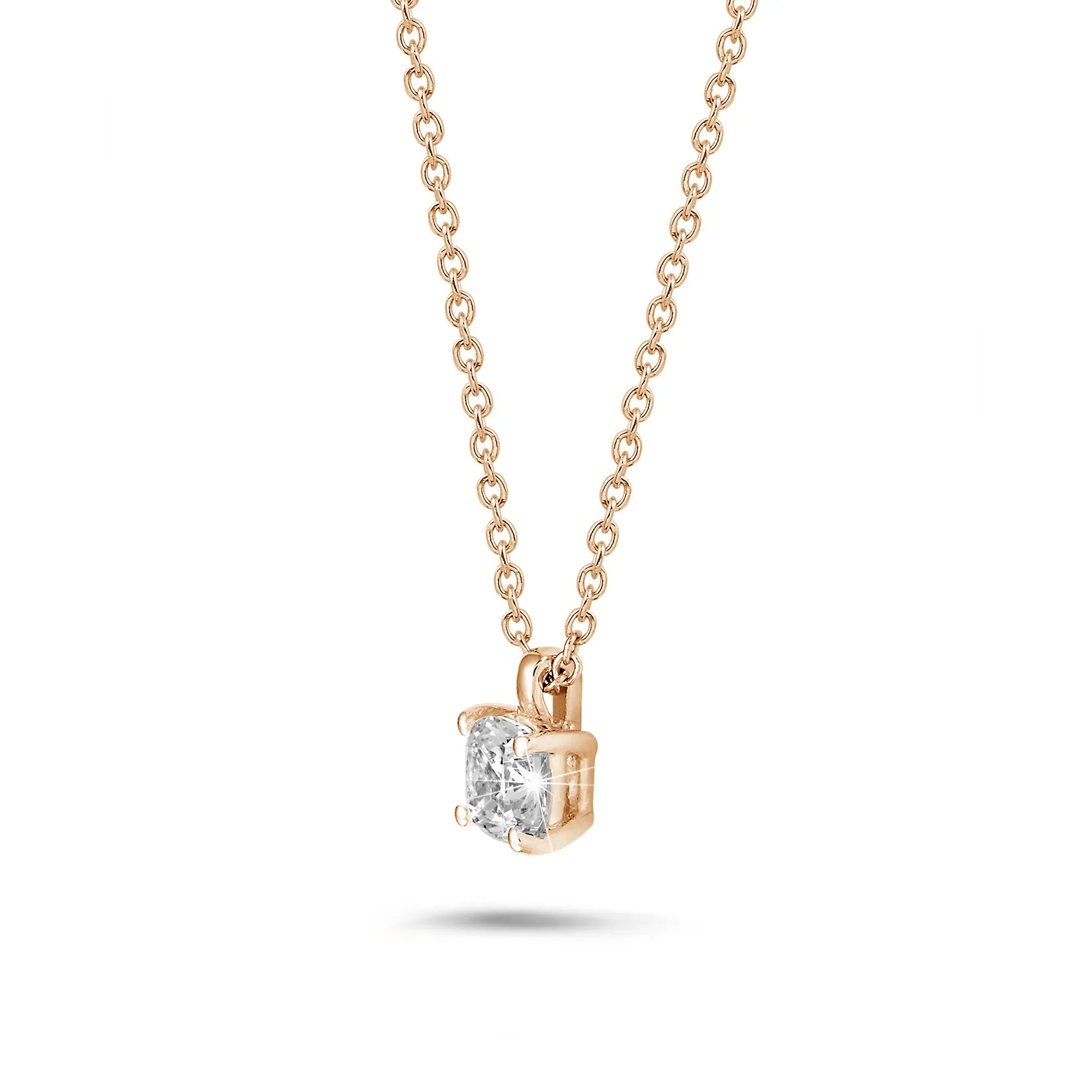 1.00 quilates colgante solitario diamante talla cojín en oro rojo 