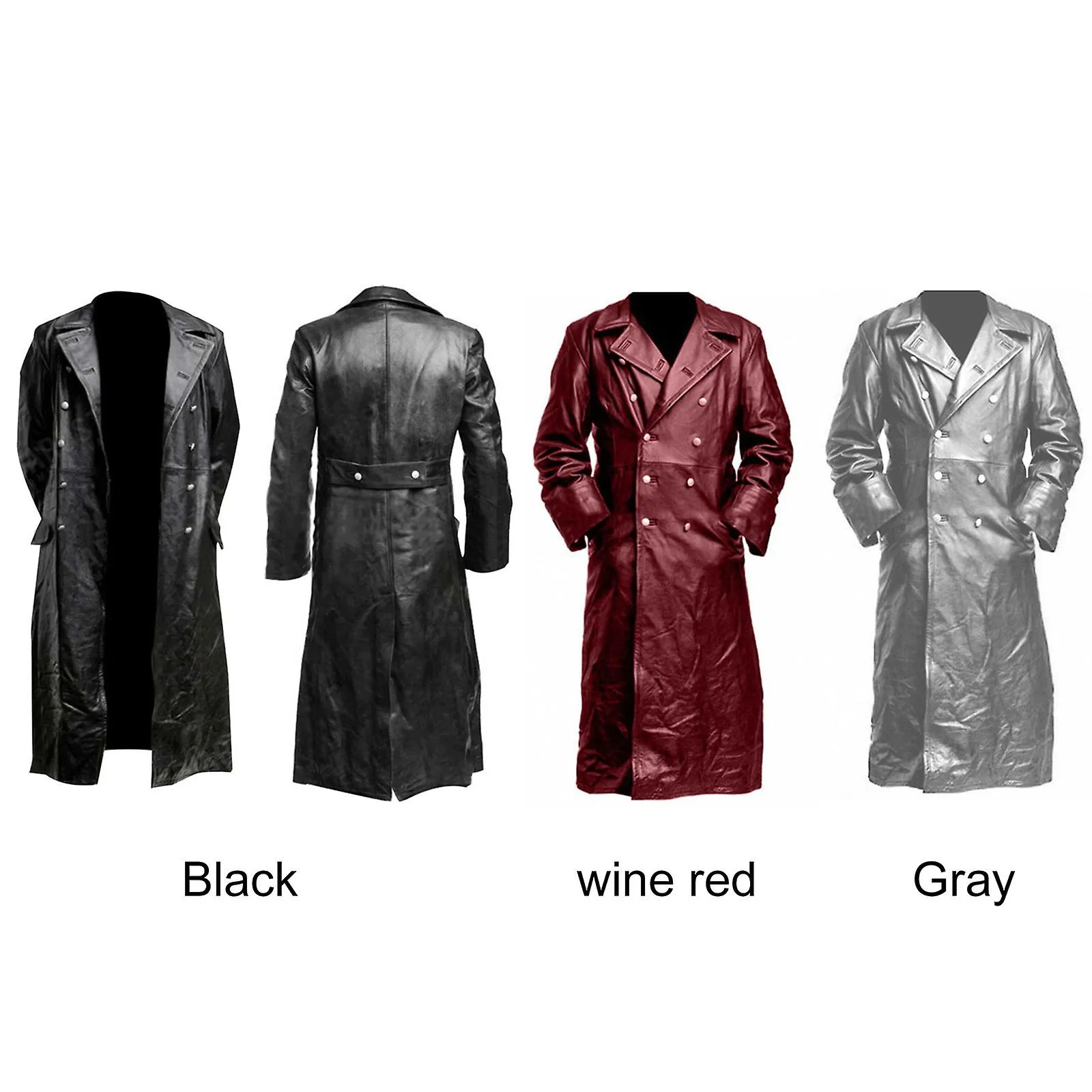 ABRIGO DE CUERO CLáSICO PARA HOMBRES  NEGRO, TAMAñO M  CHAQUETA DE DOBLE PECHO ELEGANTE Y DURADERA, ADECUADA PARA TODAS LAS ES