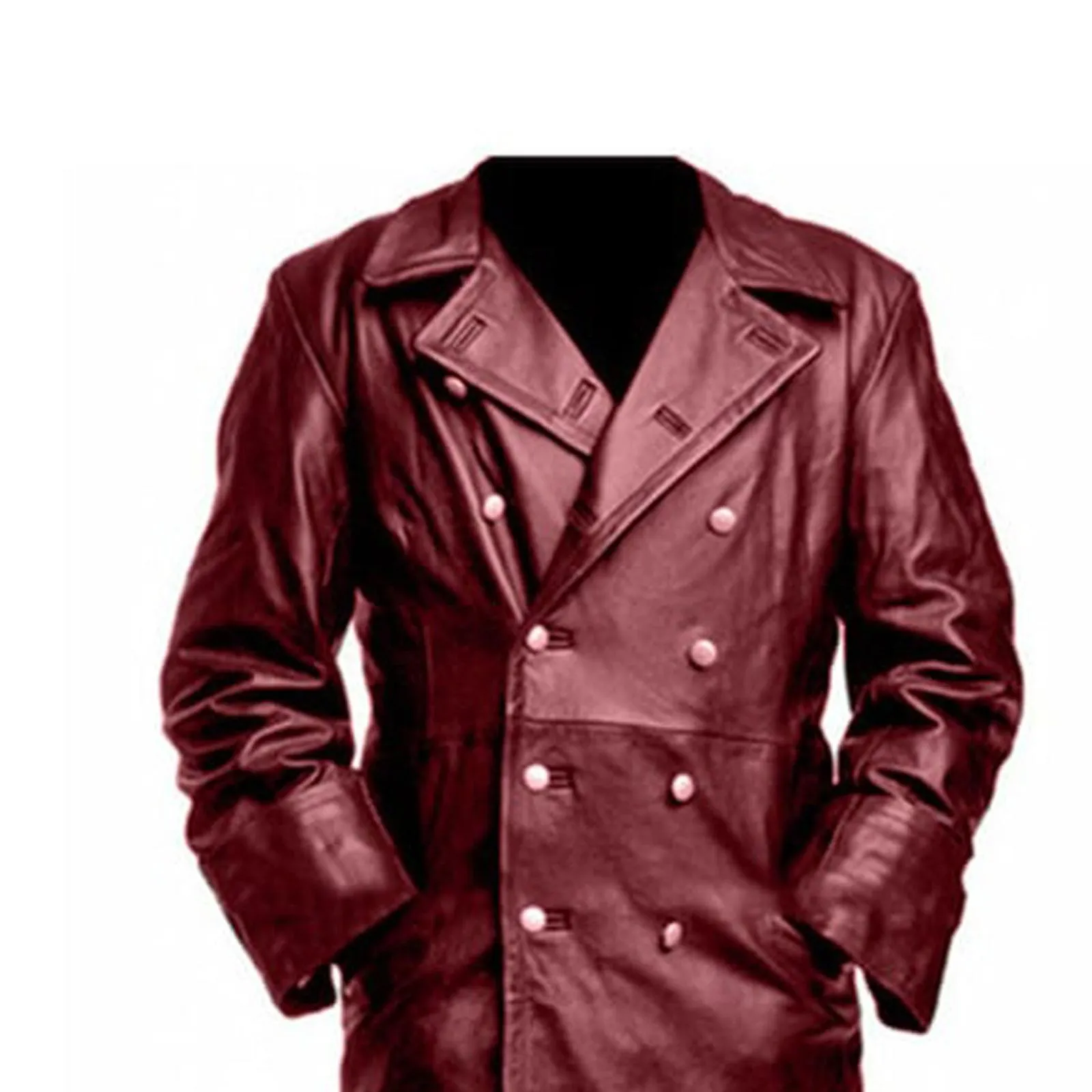 ABRIGO DE CUERO CLáSICO PARA HOMBRES  NEGRO, TAMAñO M  CHAQUETA DE DOBLE PECHO ELEGANTE Y DURADERA, ADECUADA PARA TODAS LAS ES