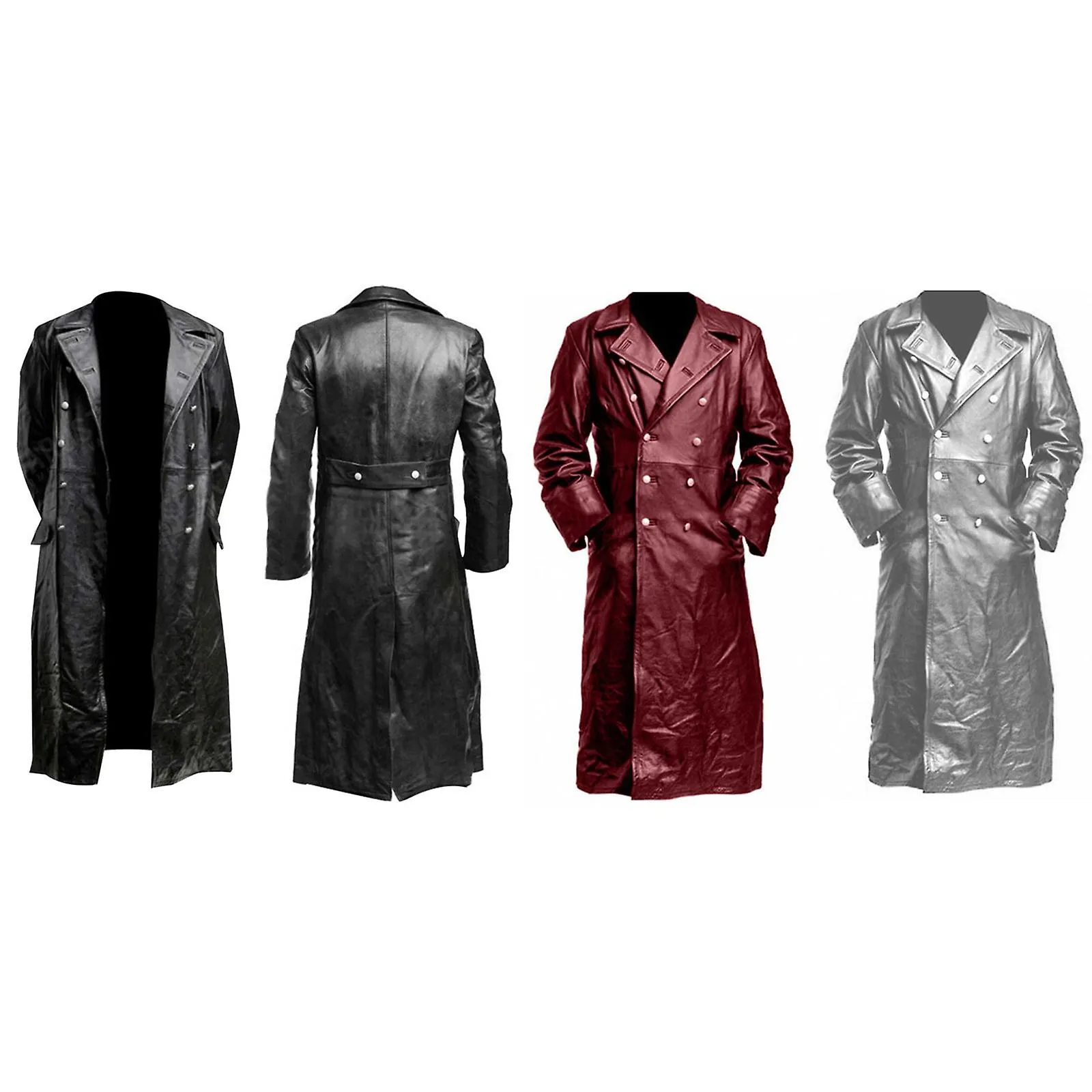 ABRIGO DE CUERO CLáSICO PARA HOMBRES  NEGRO, TAMAñO M  CHAQUETA DE DOBLE PECHO ELEGANTE Y DURADERA, ADECUADA PARA TODAS LAS ES