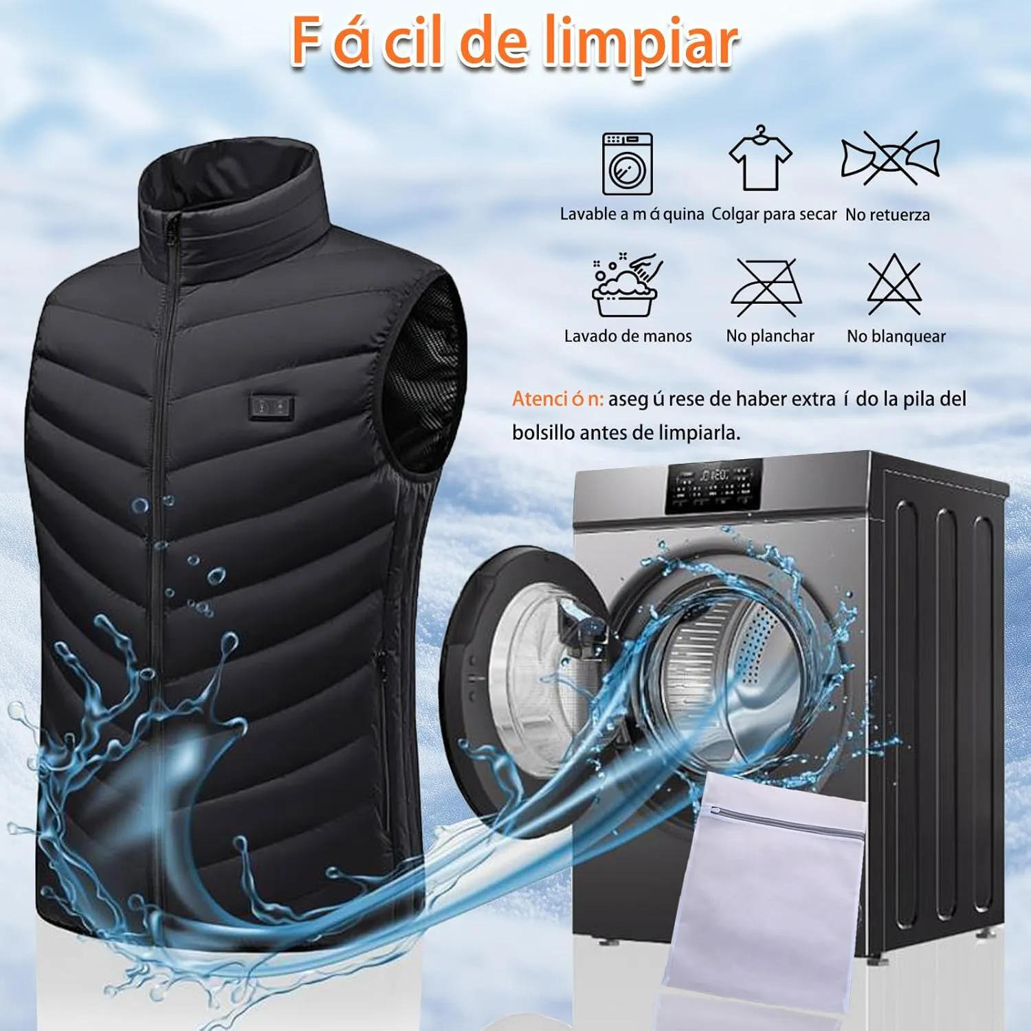 Ahigh Chaleco Calefactable Hombre Mujer  Chaleco Termico con Bateria  Chalecos Calefactables 9 Zonas de Calentamiento y 3 temper
