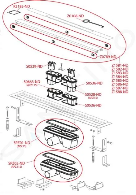 ALCADRAIN CANALETAS DE DESAGüE  PLATO DE DUCHA MáRMOL 55 CM, CON REJILLA PARA INSERTAR AZULEJOS, ACERO INOXIDABLE APZ15550