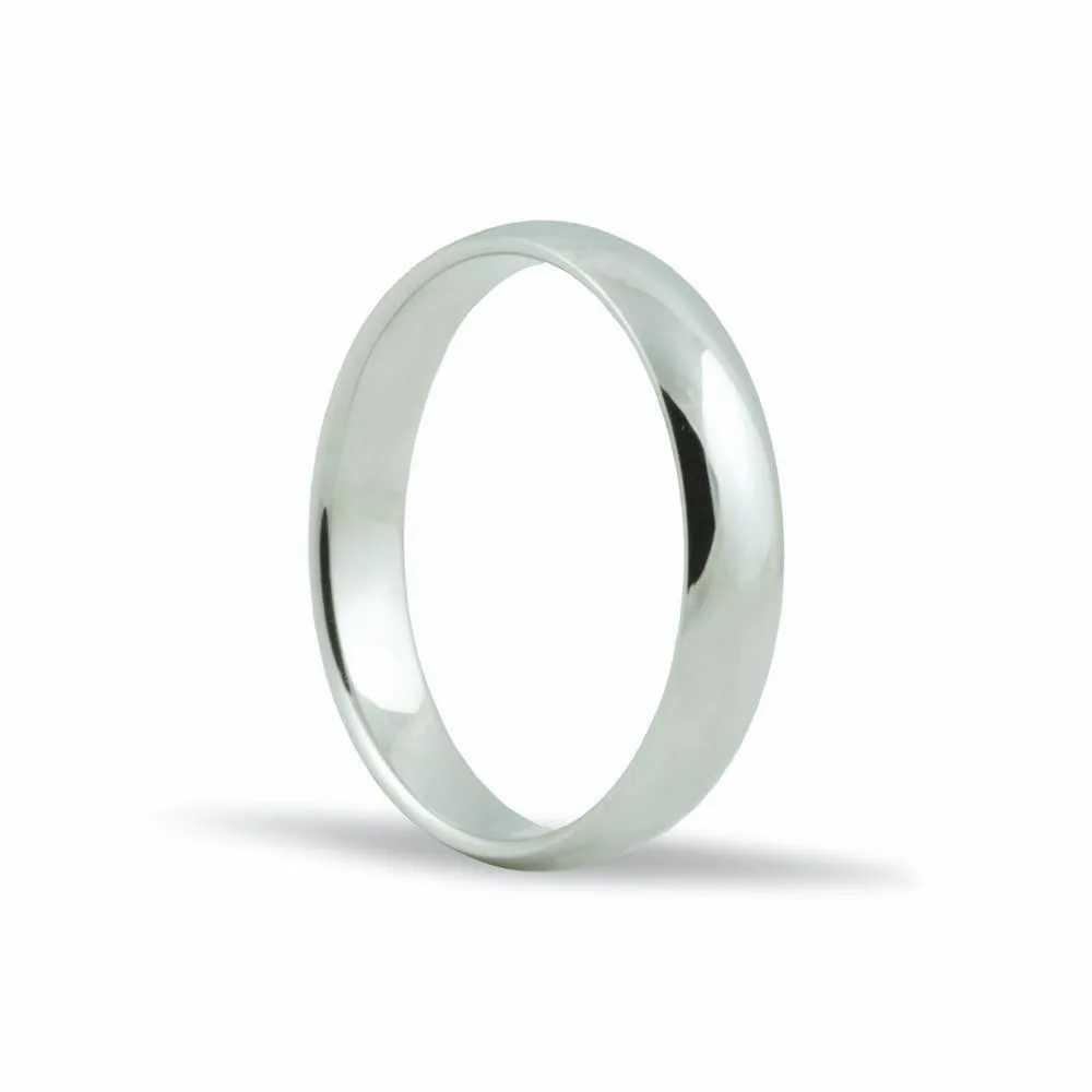 Alianza de oro blanco 18K de 4mm y acabada en brillo