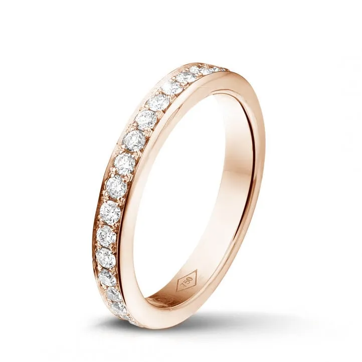 alianza engastada de diamantes 0.68 quilates en oro rosa (circunferencia completa) 