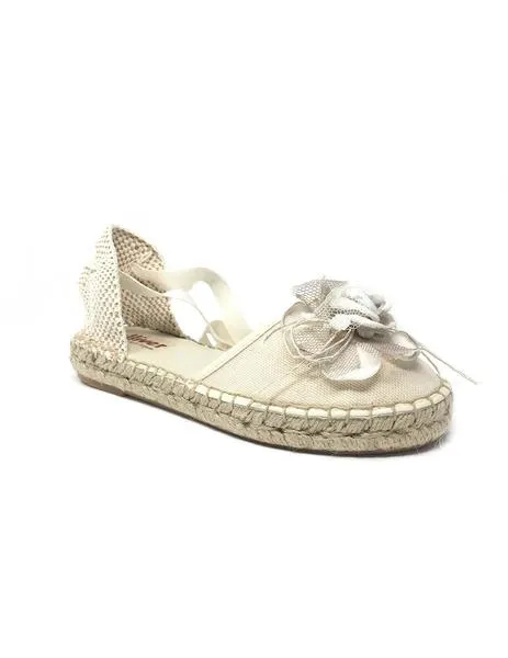 alpargata lino beige con flor