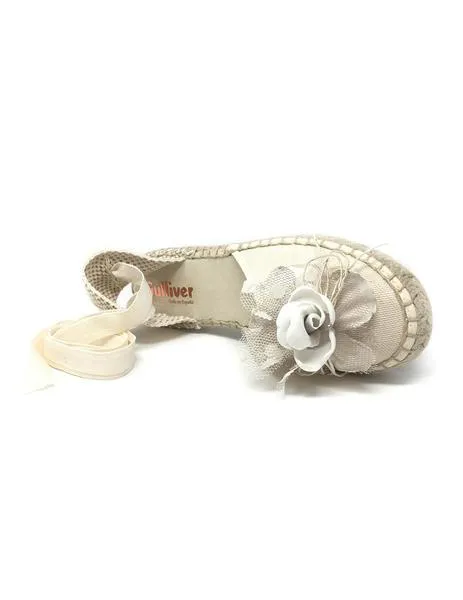 alpargata lino beige con flor