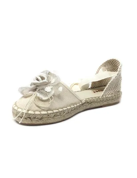 alpargata lino beige con flor