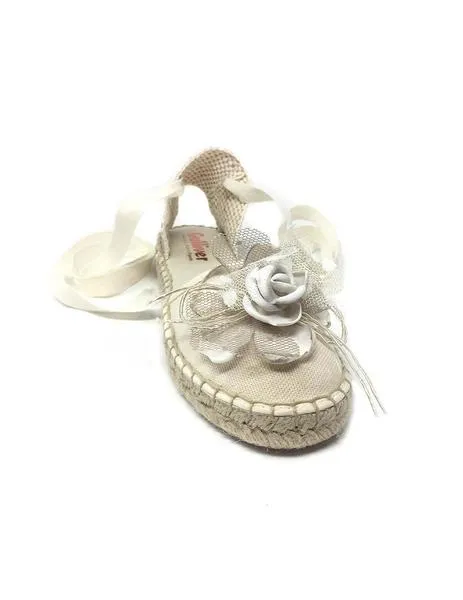 alpargata lino beige con flor