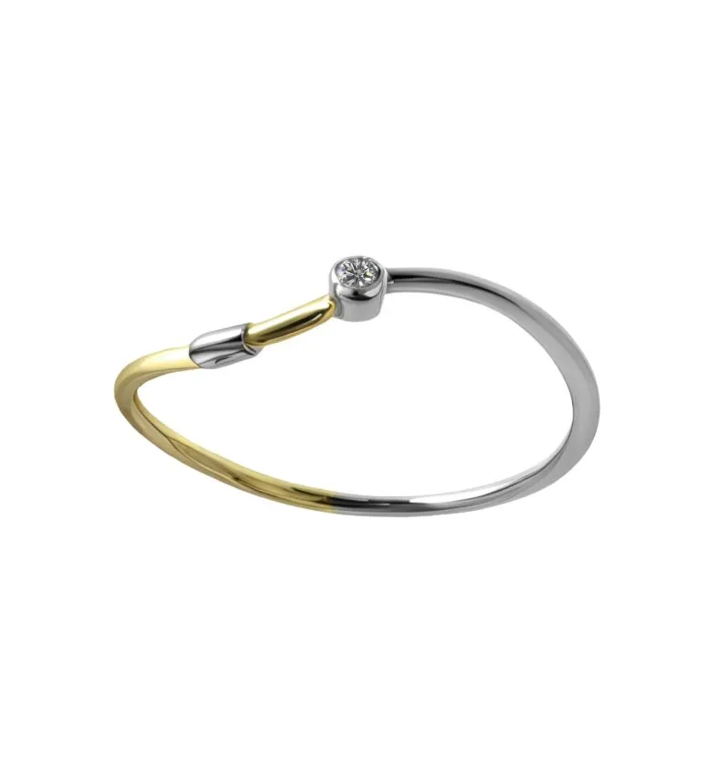 Anillo compromiso oro bicolor 18 ktes con diamante. 146_0010
