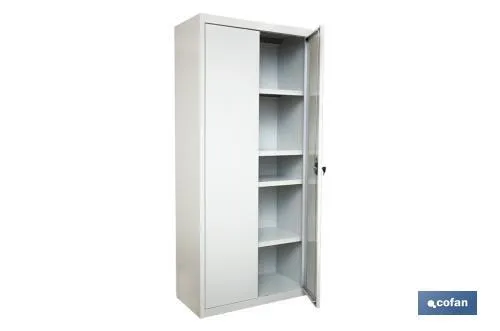 Armario multiusos | Accesorio con 2 puertas y 4 estantes | Material: acero | Medidas: 180 x 80 x 40 cm