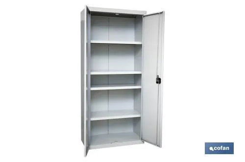 Armario multiusos | Accesorio con 2 puertas y 4 estantes | Material: acero | Medidas: 180 x 80 x 40 cm