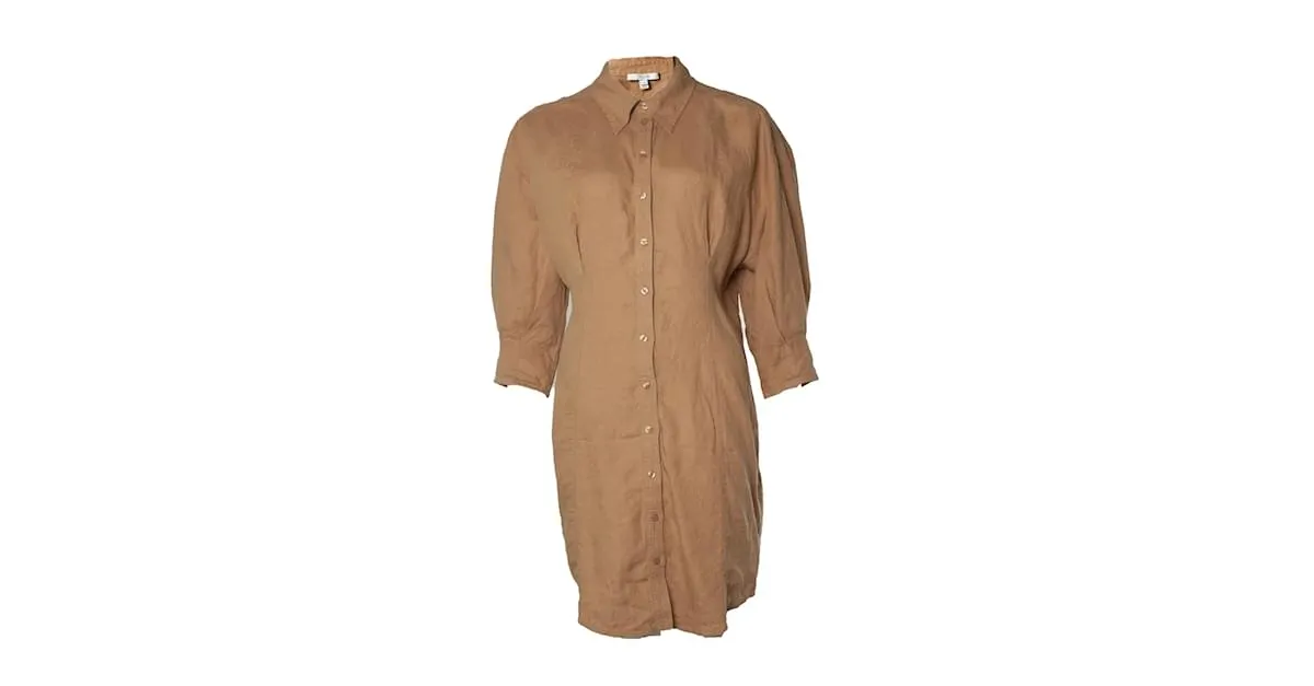 Autre Marque Casa de Dagmar, vestido de lino marrón Castaño 