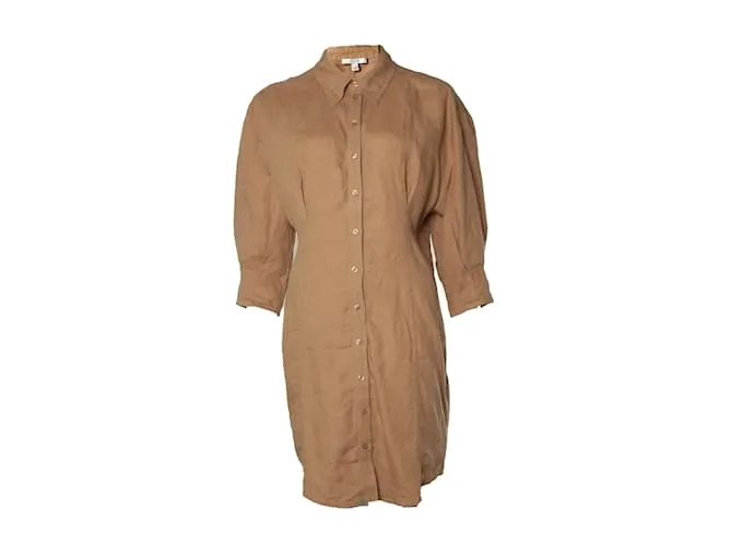 Autre Marque Casa de Dagmar, vestido de lino marrón Castaño 