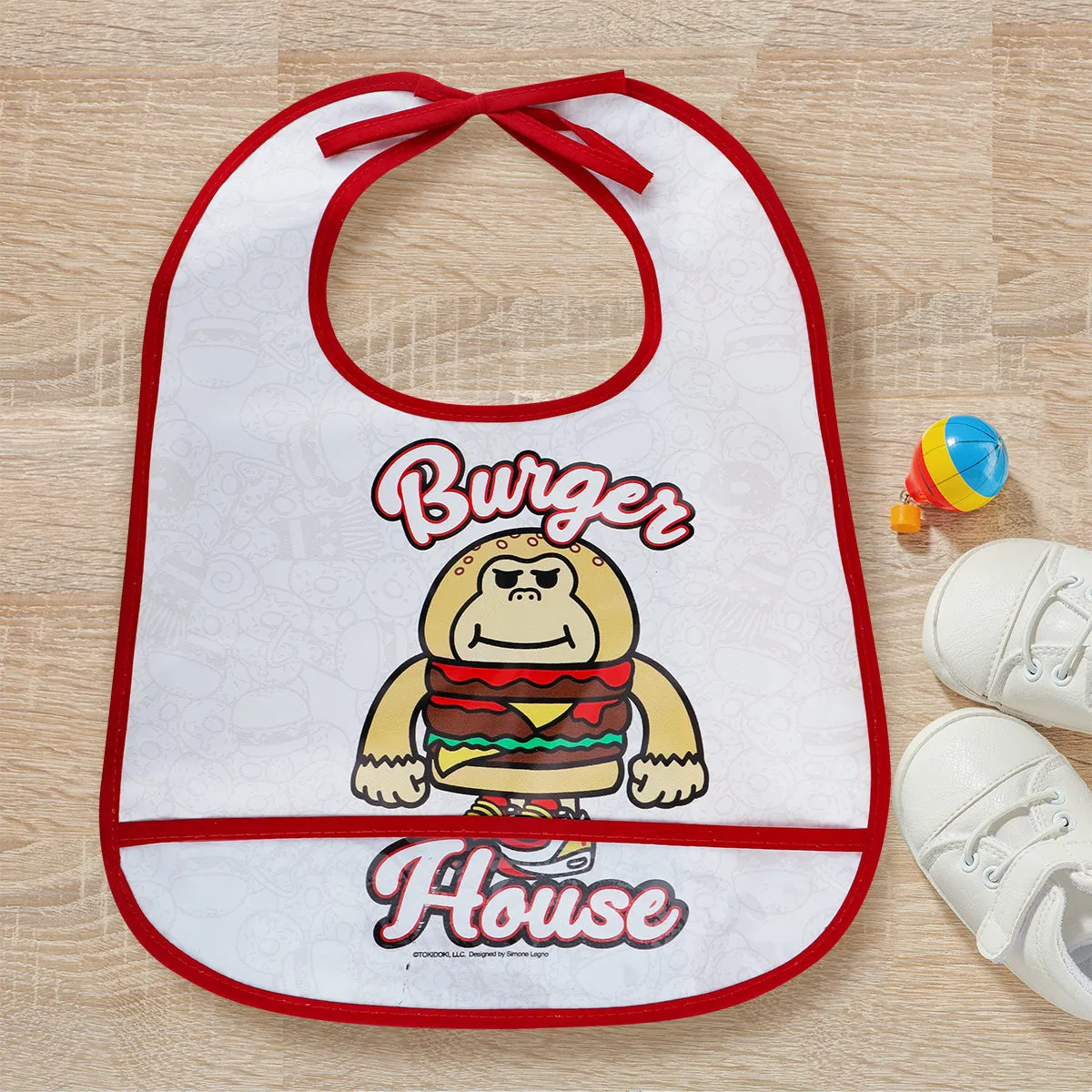 Babero con Diseo para Bebé, color Blanco con Rojo, Tokidoki