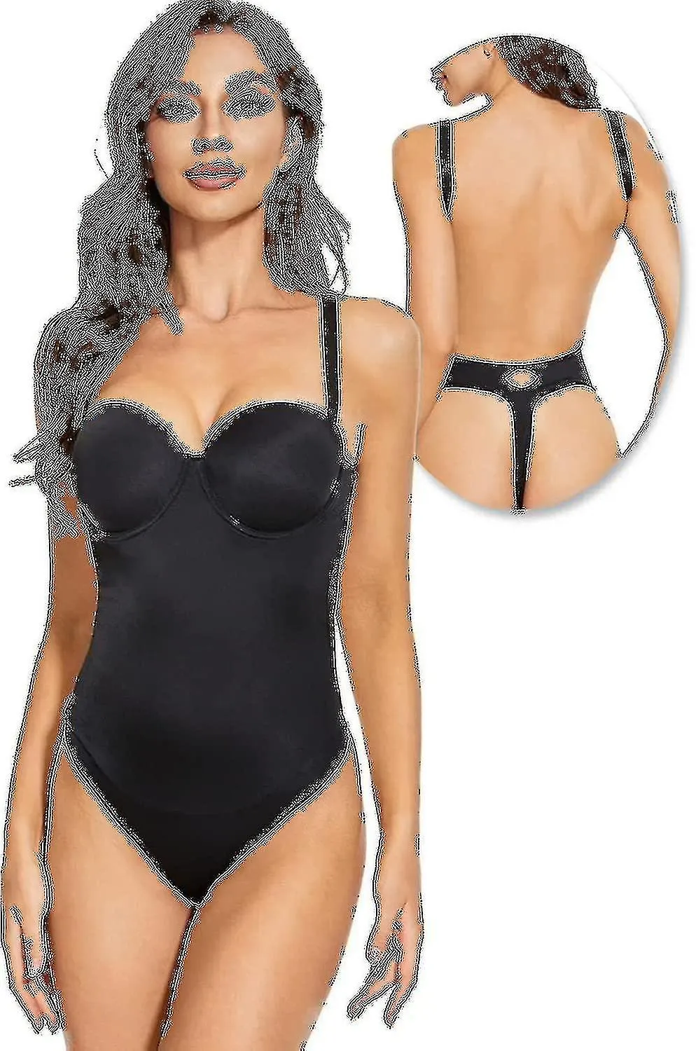 Backless Body Shaper para mujeres Push Up Bra Low Back Thong Bodysuit