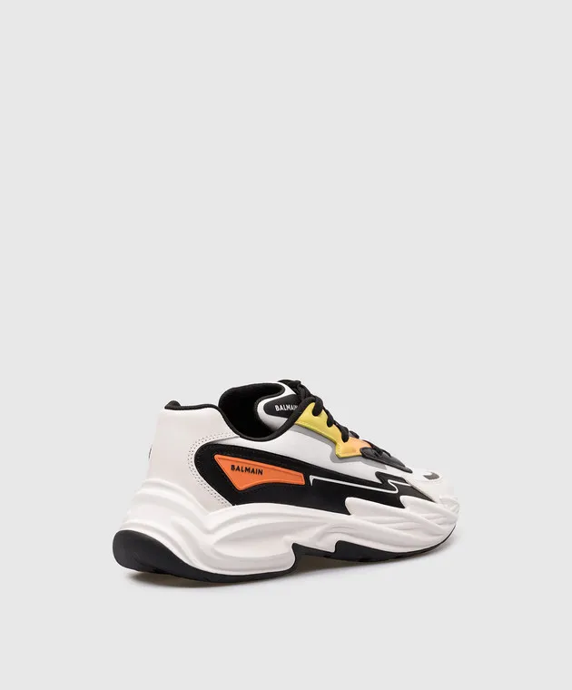 BALMAIN WHITE RUNROW COMBO SNEAKERS WITH LOGO