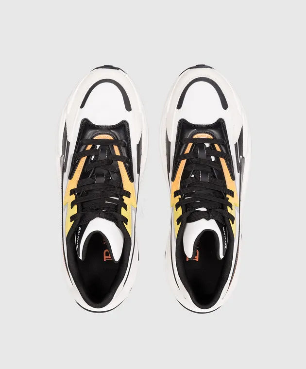 BALMAIN WHITE RUNROW COMBO SNEAKERS WITH LOGO