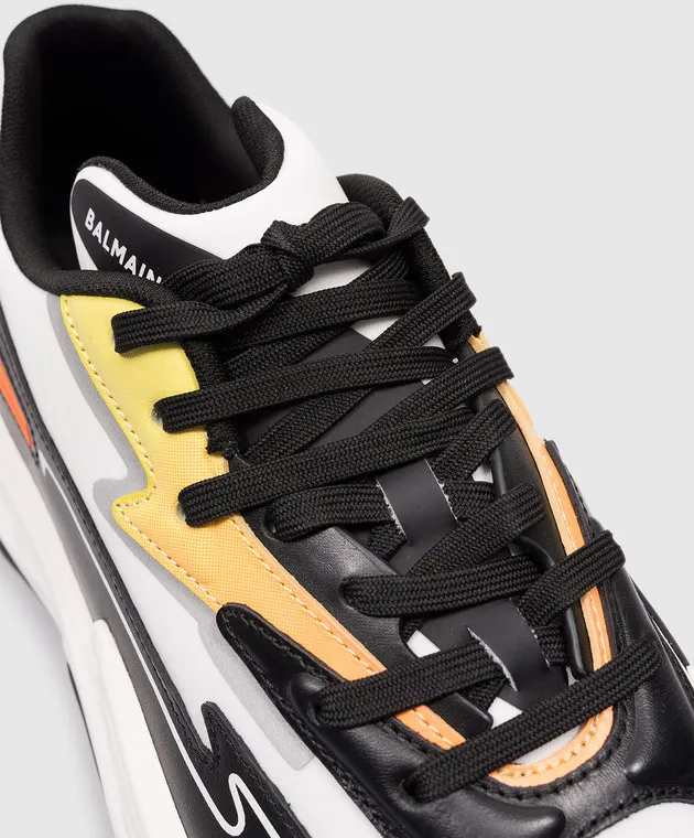BALMAIN WHITE RUNROW COMBO SNEAKERS WITH LOGO