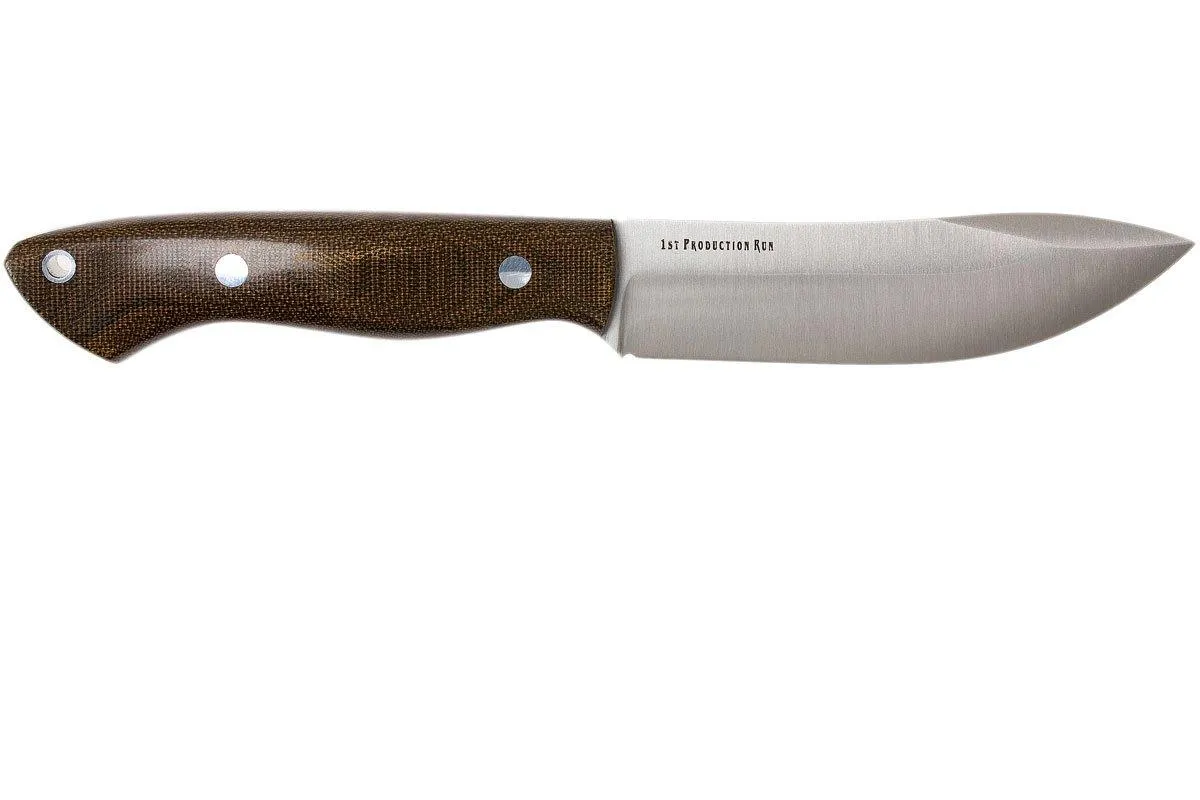 Bark River Kalahari Hunter A2, Green Canvas Micarta, funda marrón
