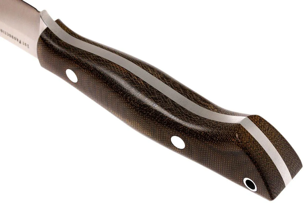 Bark River Kalahari Hunter A2, Green Canvas Micarta, funda marrón