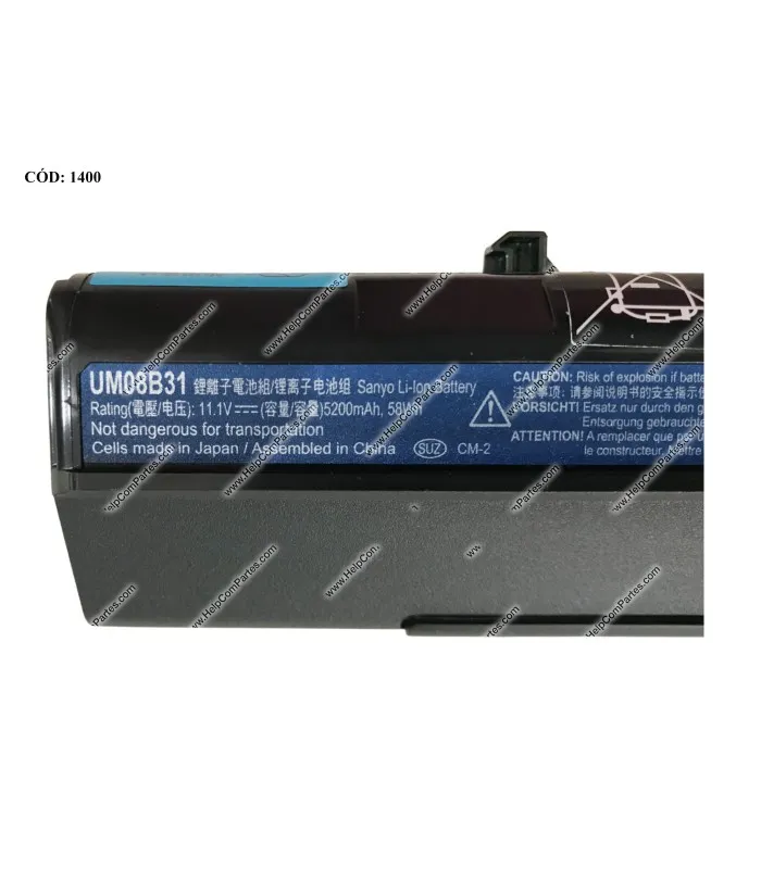 BATERIA ACER AO 11.1V5200MAH 58WH/D250/ZG5/531H BK