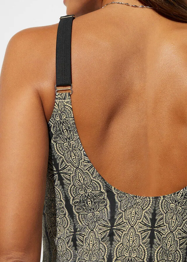 BAñADOR CON UN LIGERO EFECTO MOLDEADOR NEGROBEIGE, ESTAMPADO