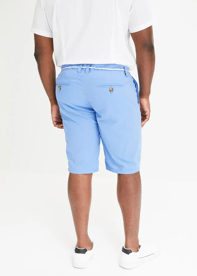 Bermuda estilo chino con lino, cordón y corte regular azul cielo
