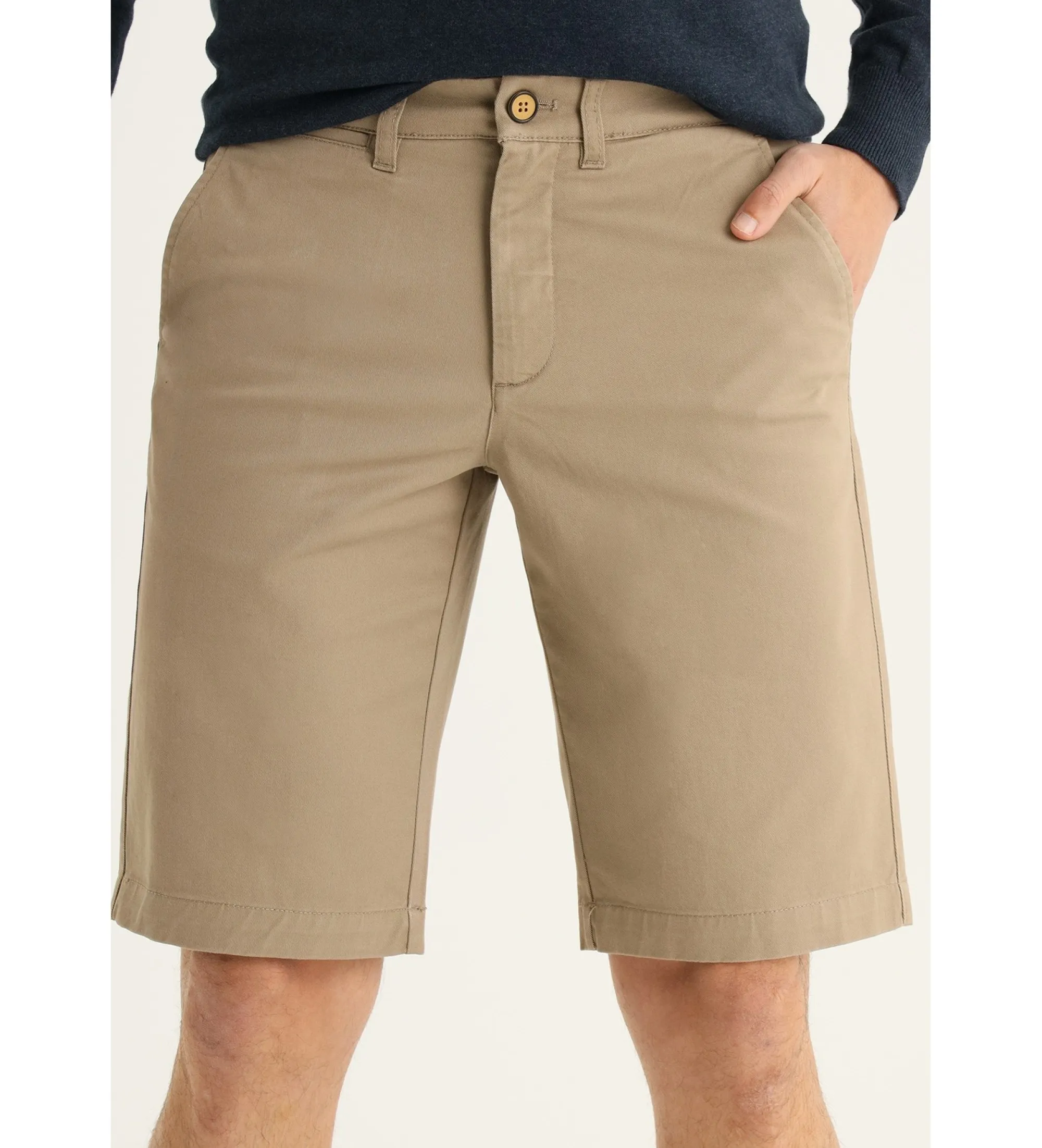 BERMUDAS CHINO SLIM  TIRO MEDIO ESTILO CASUAL BEIGE