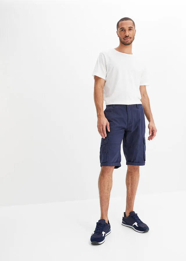 Bermudas de estilo cargo y corte regular Azul marino