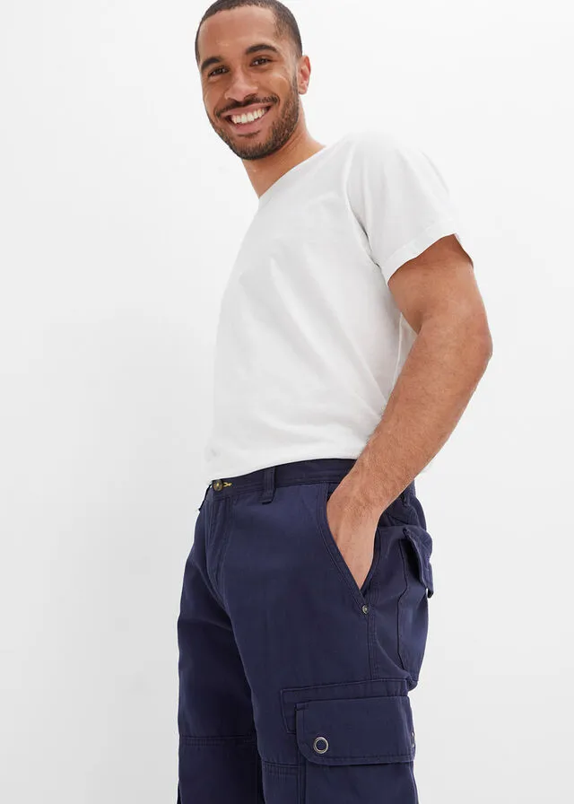 Bermudas de estilo cargo y corte regular Azul marino