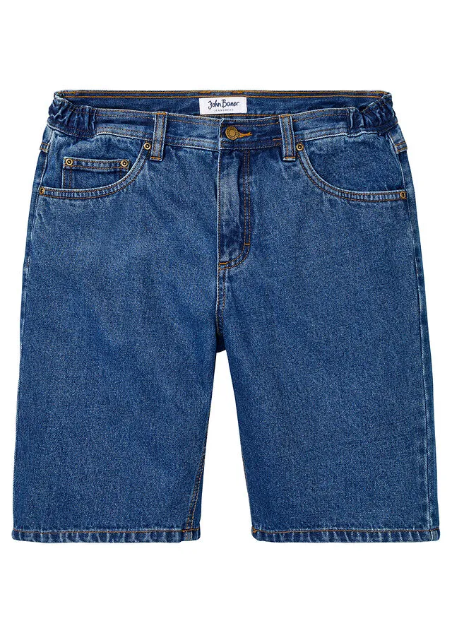 Bermudas vaqueras con cinturilla elástica lateral de corte clásico azul denim