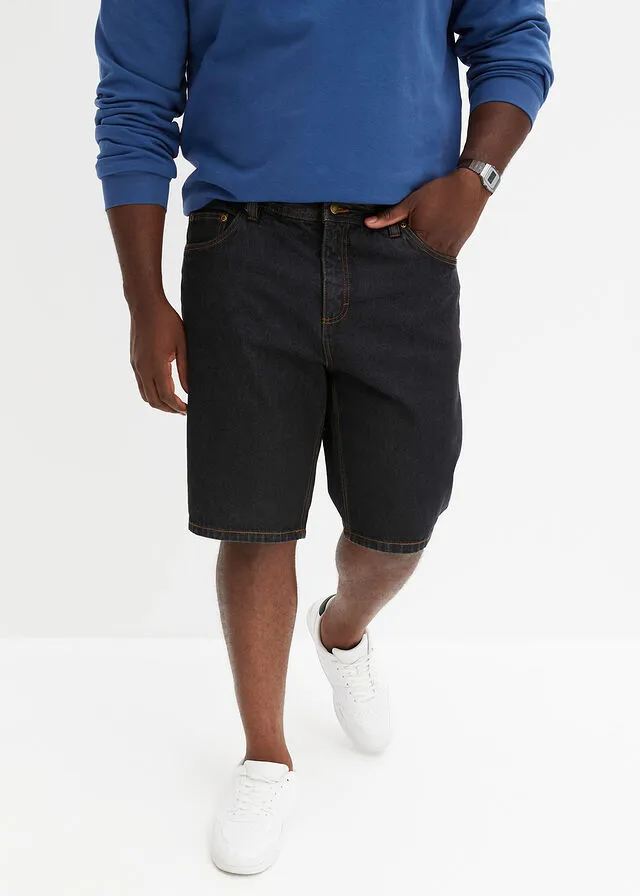 Bermudas vaqueras con cinturilla elástica lateral de corte clásico azul denim