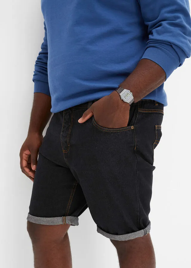 Bermudas vaqueras con cinturilla elástica lateral de corte clásico azul denim