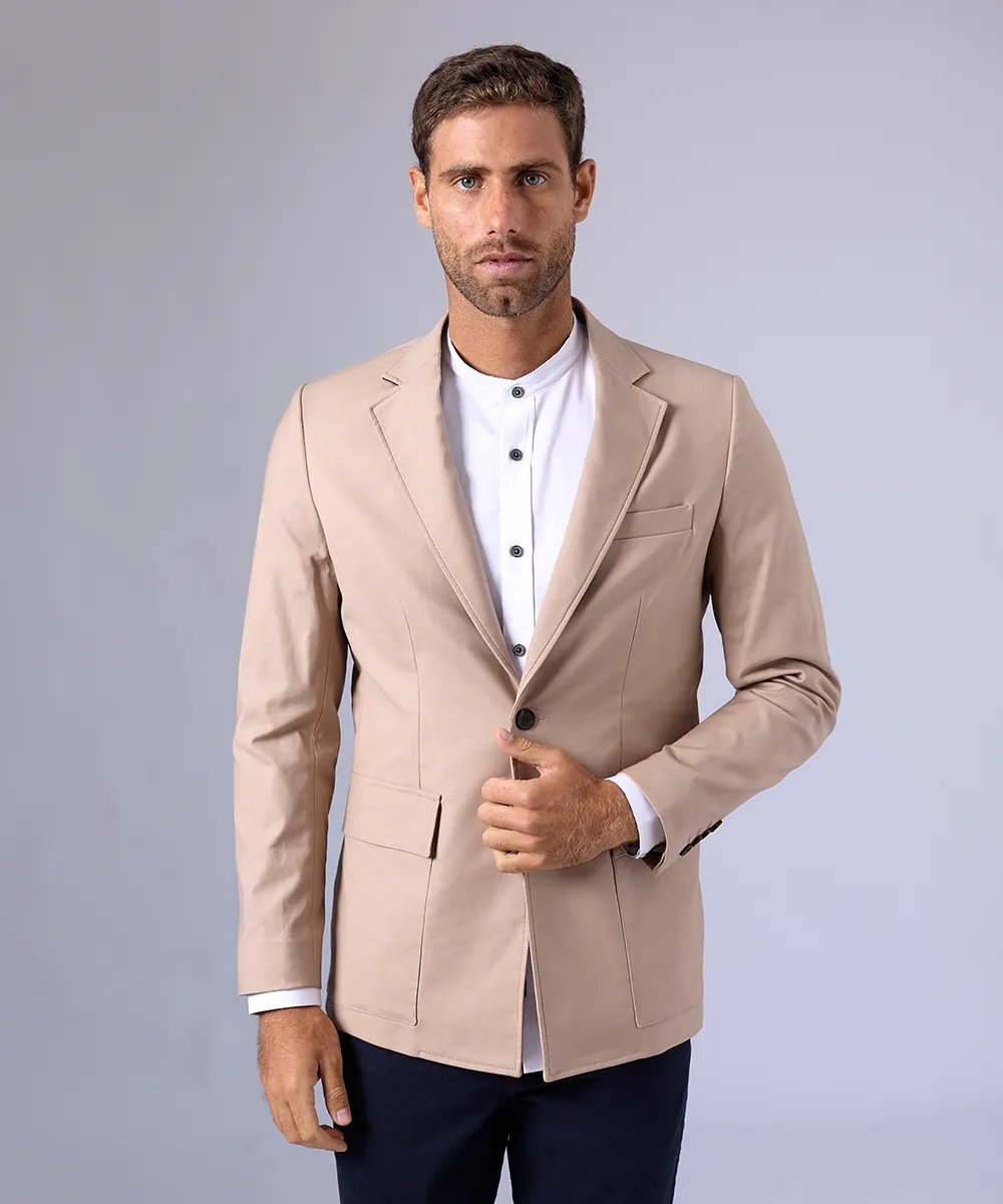 BLAZER CUELLO SOLAPA CON BOLSILLOS BEIGE OI24