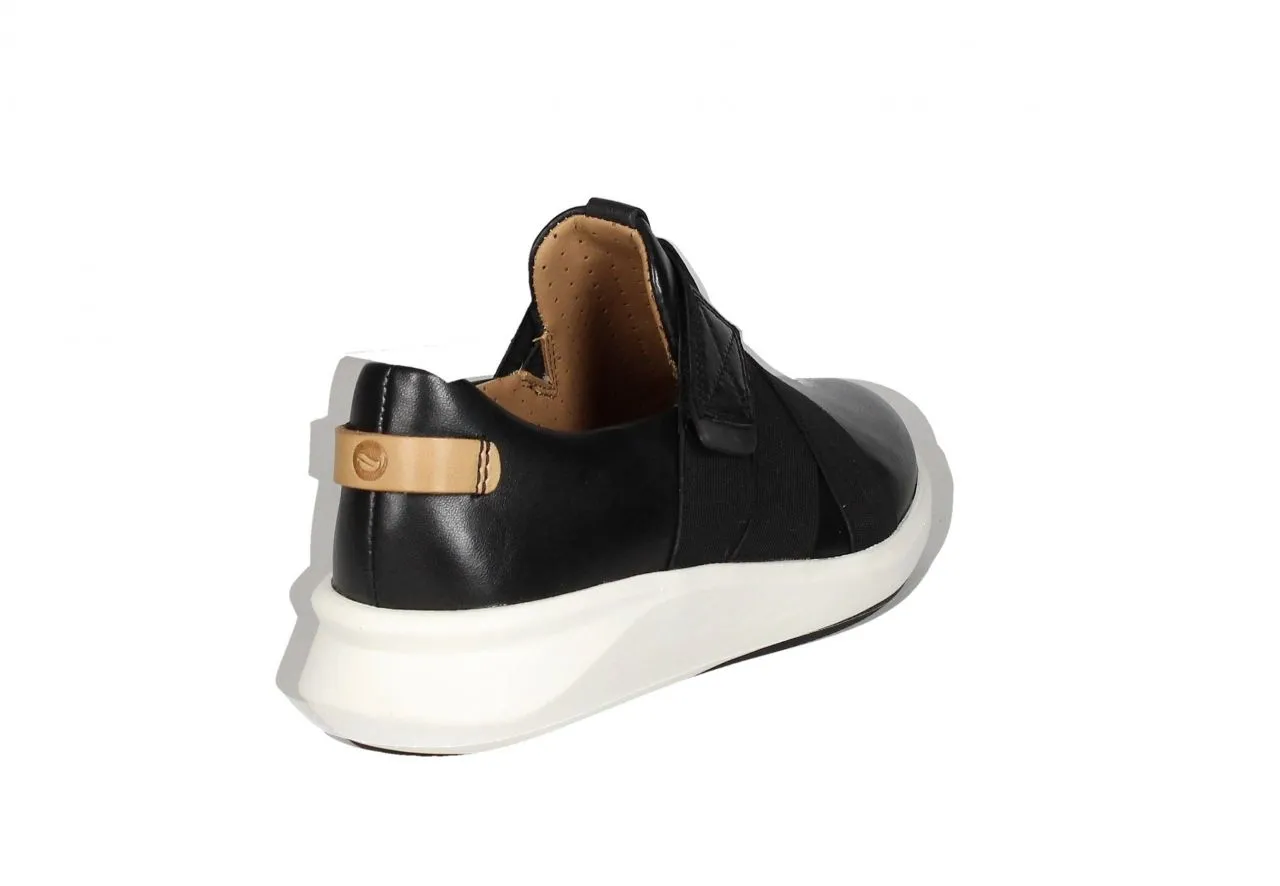 Blucher Piel Negro Pala Velcro Elasticos Cruzados Piso Blanc