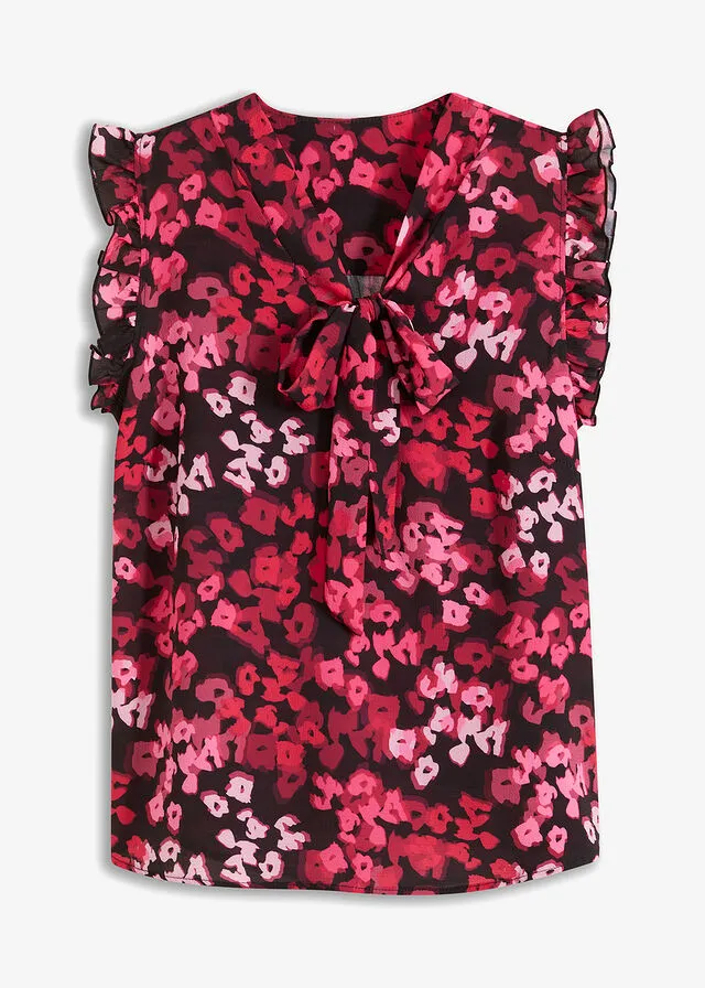 BLUSA CON LAZADA NEGROROSA ESTAMPADO