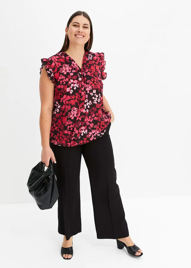 BLUSA CON LAZADA NEGROROSA ESTAMPADO