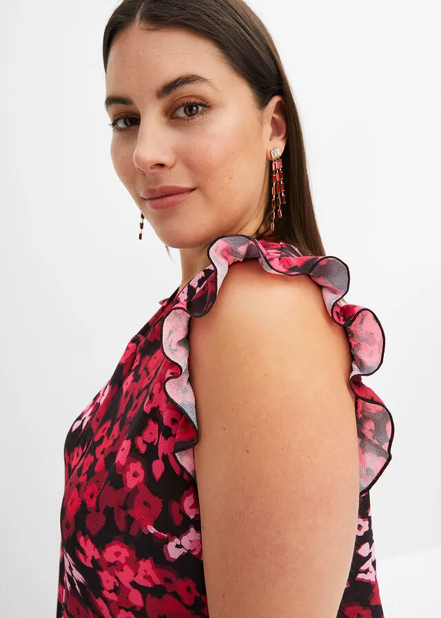 BLUSA CON LAZADA NEGROROSA ESTAMPADO