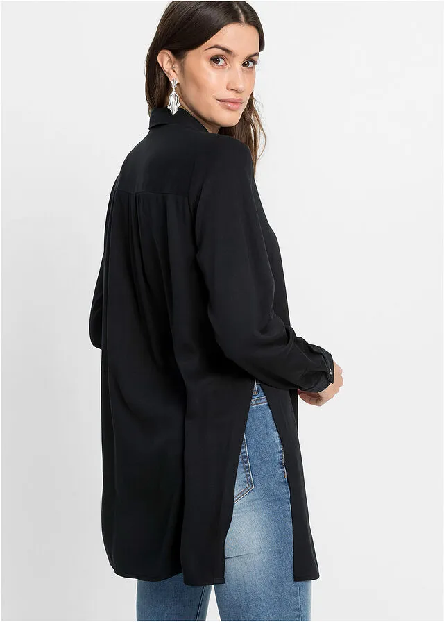 Blusa larga con abertura Negro