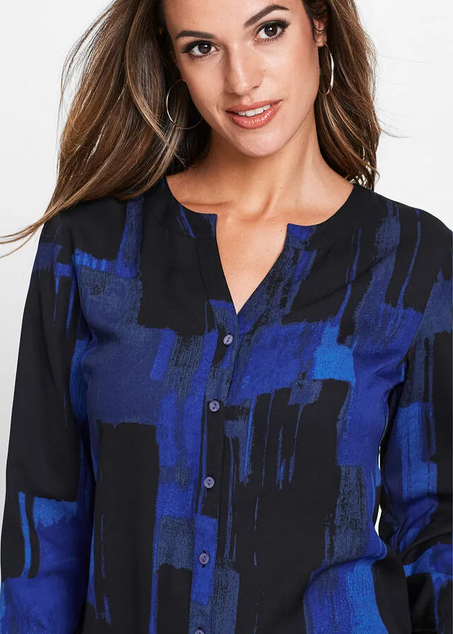 BLUSA LARGA CON ESTAMPADO AZUL ZAFIRONEGRO