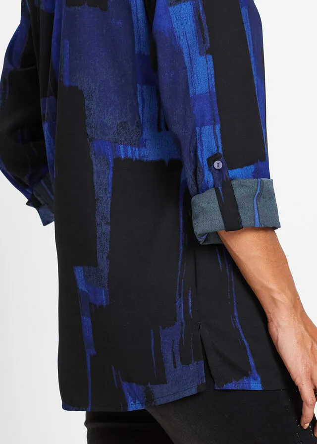 BLUSA LARGA CON ESTAMPADO AZUL ZAFIRONEGRO