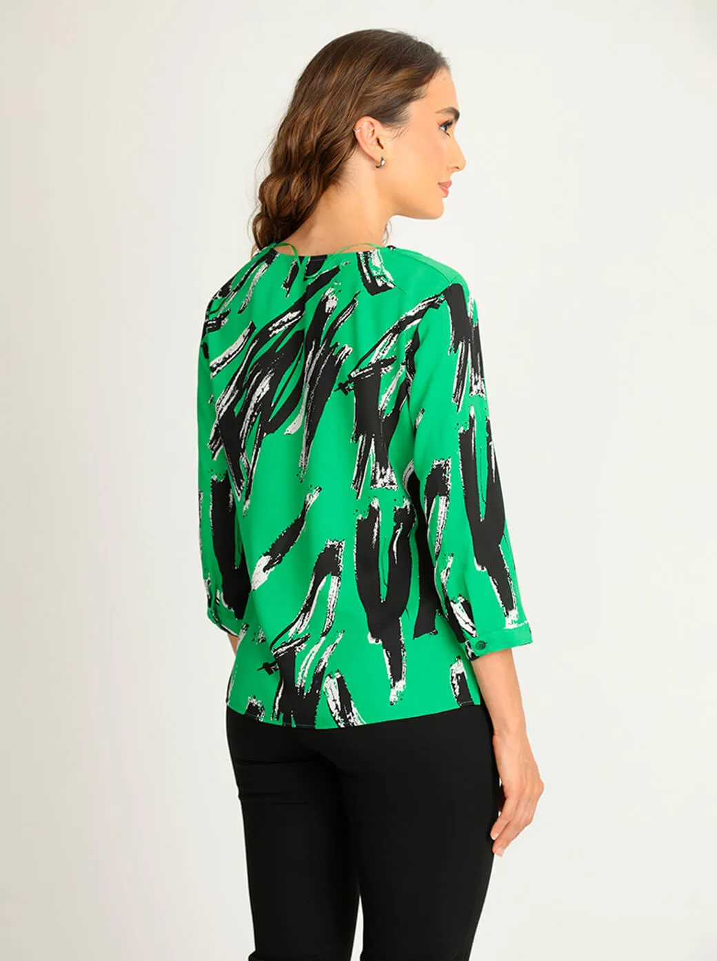 Blusa verde estampada