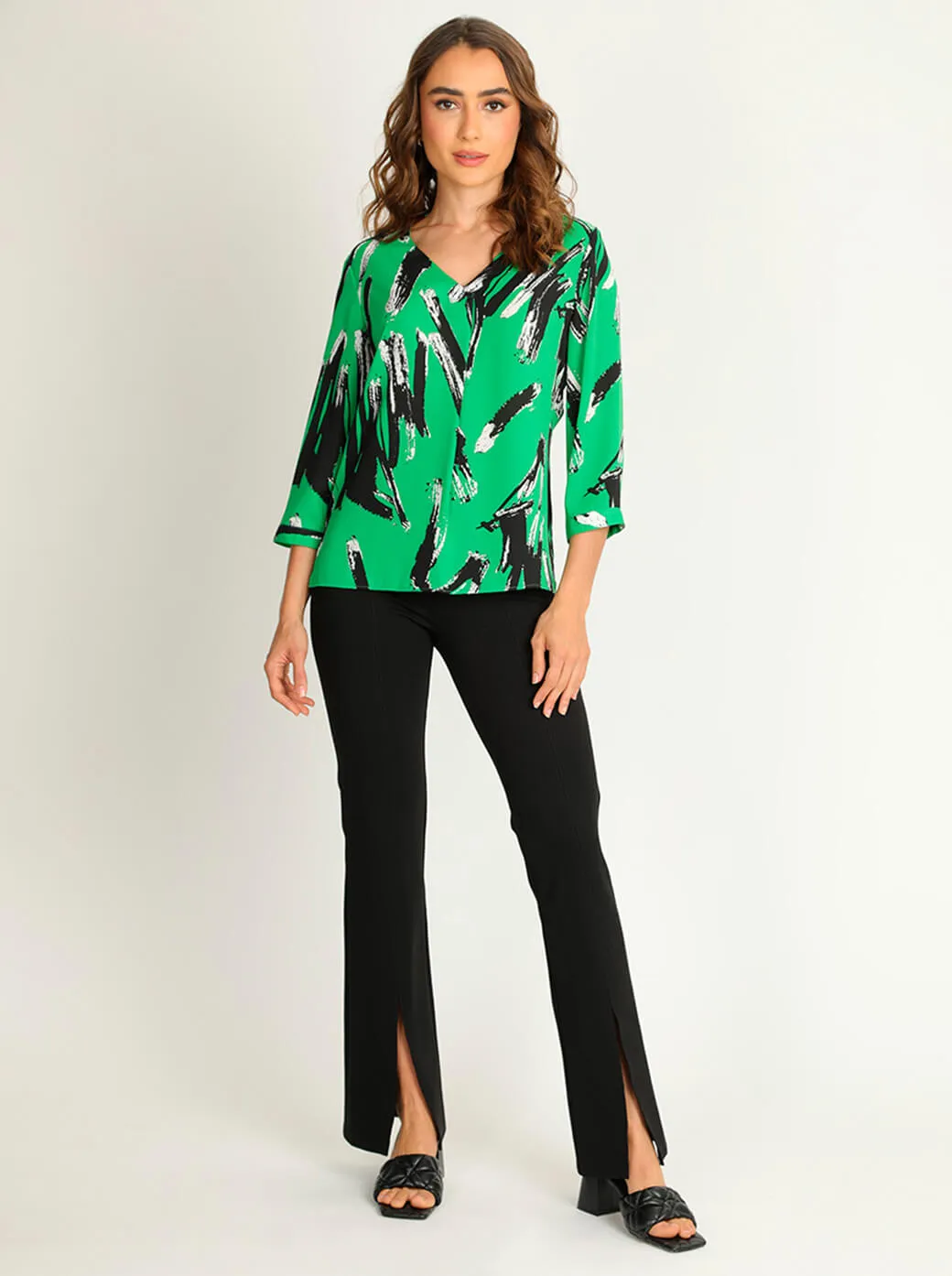 Blusa verde estampada