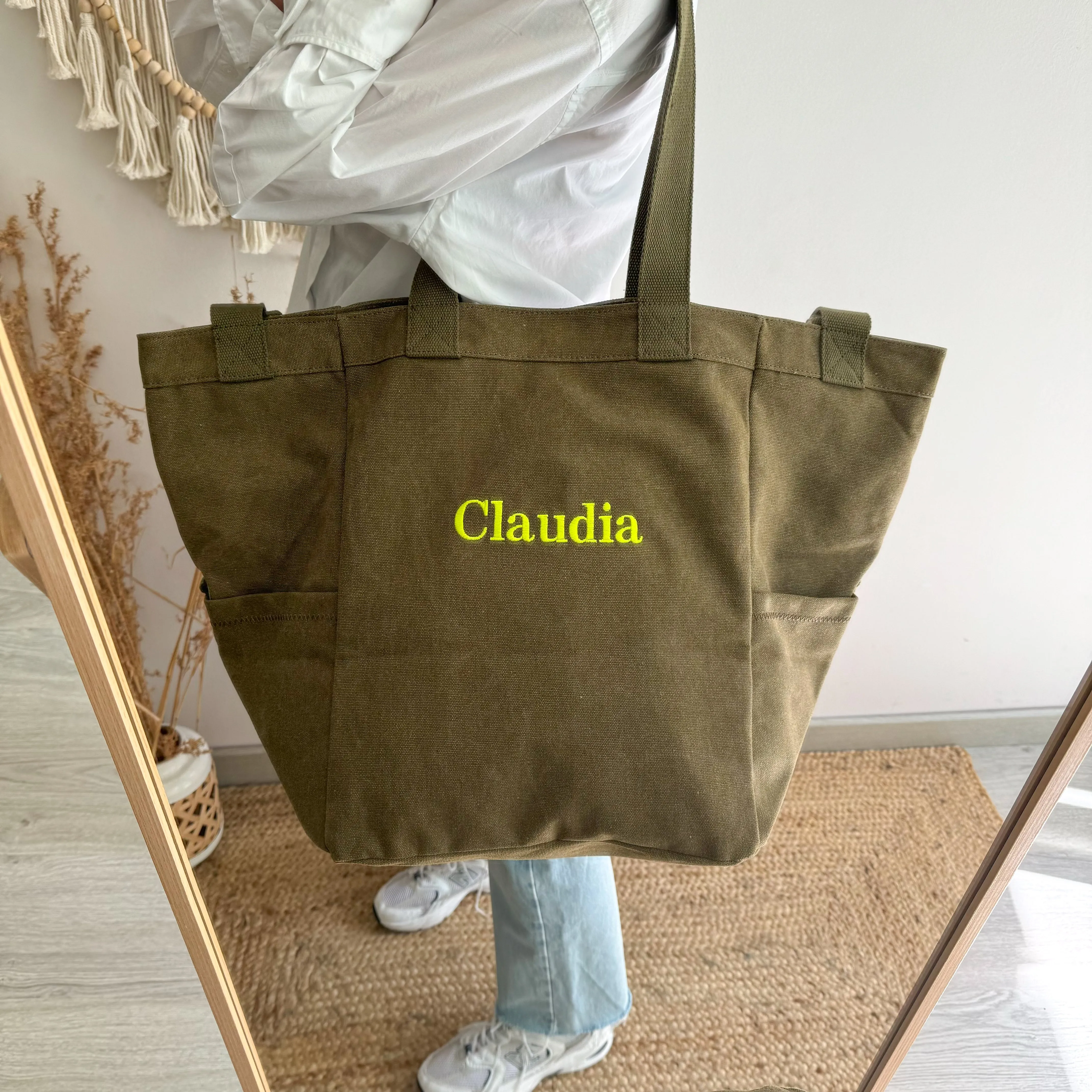 Bolsa saco bolsillos caqui personalizado