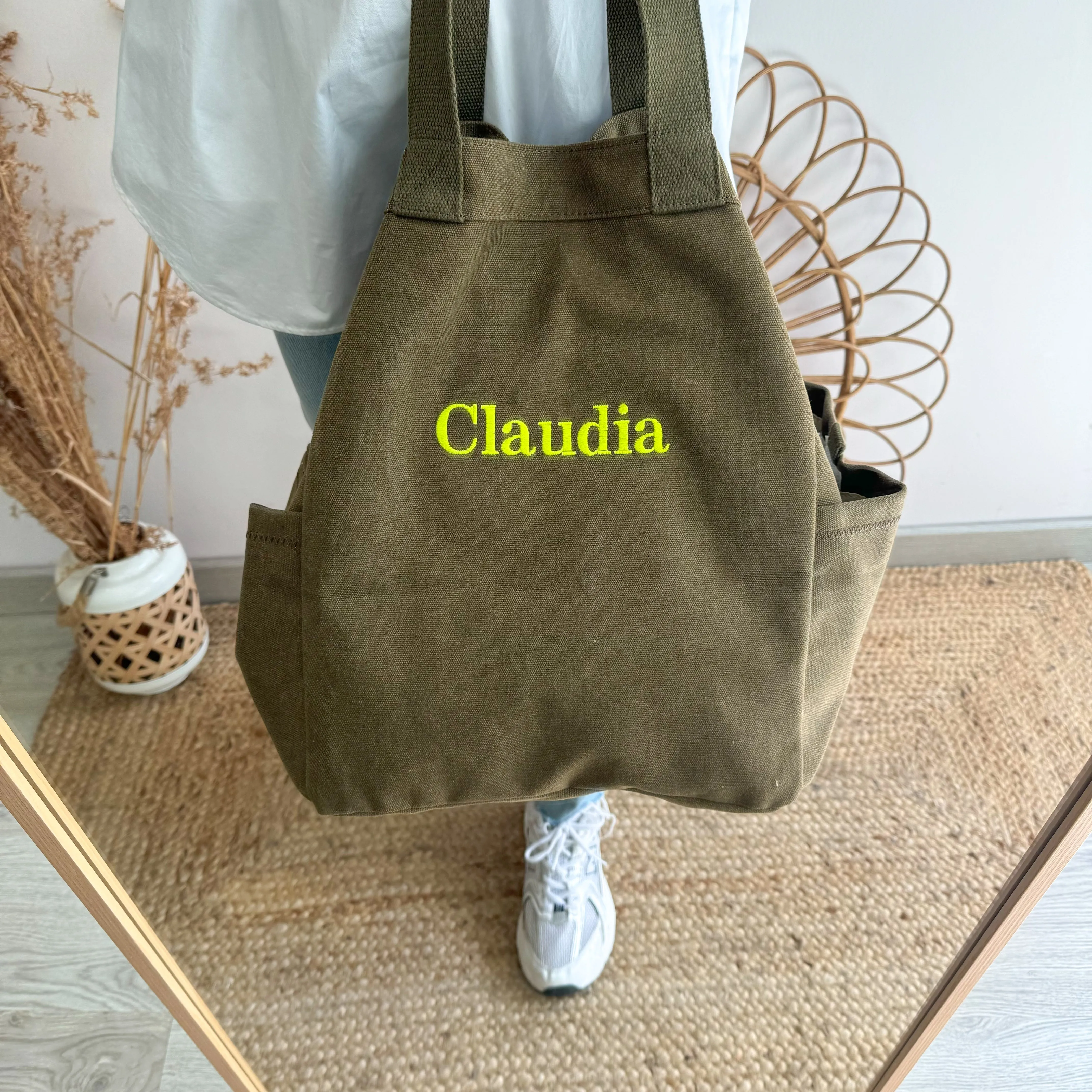 Bolsa saco bolsillos caqui personalizado