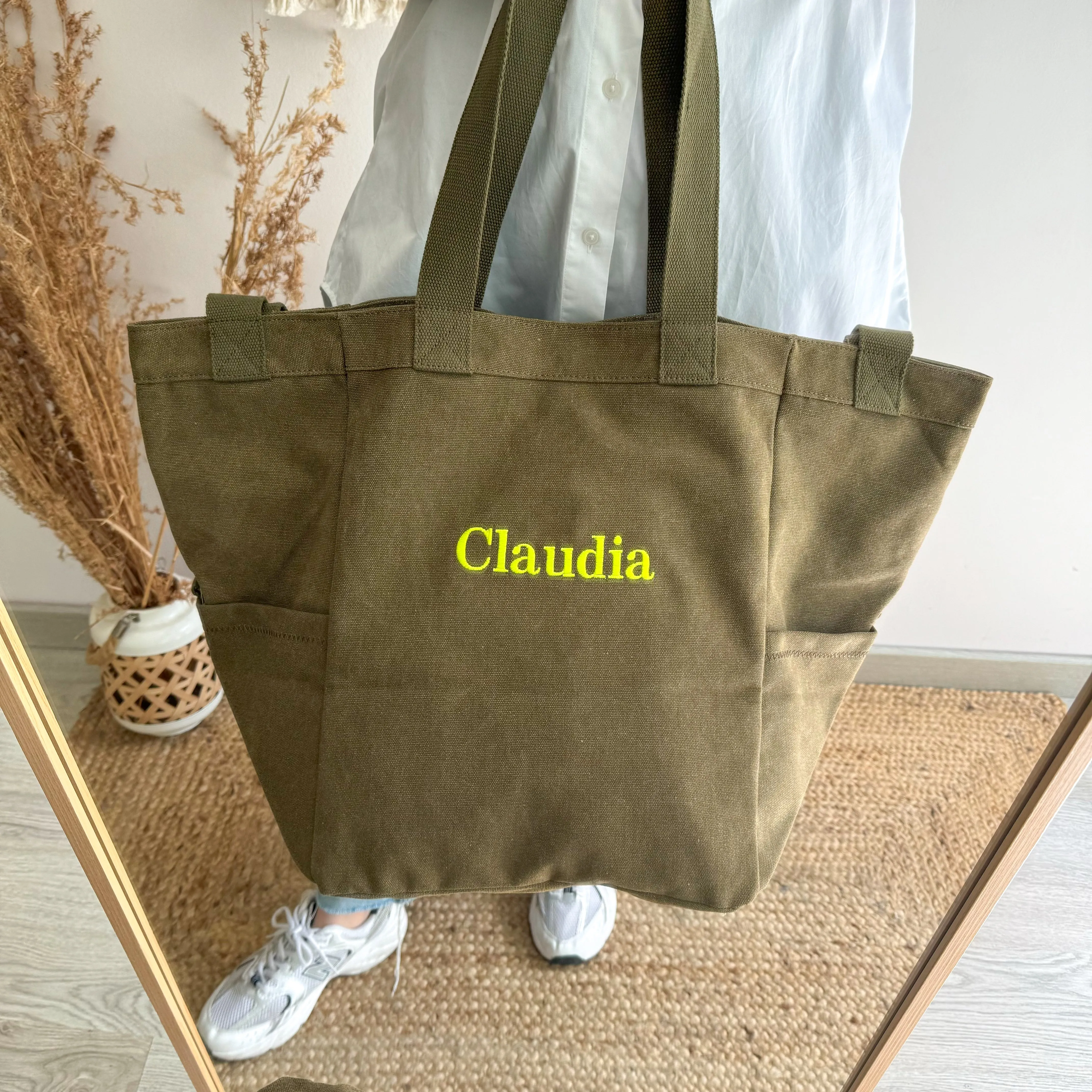 Bolsa saco bolsillos caqui personalizado