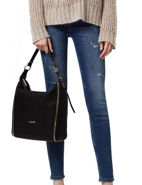 bolso liu.jo con cremalleras negro